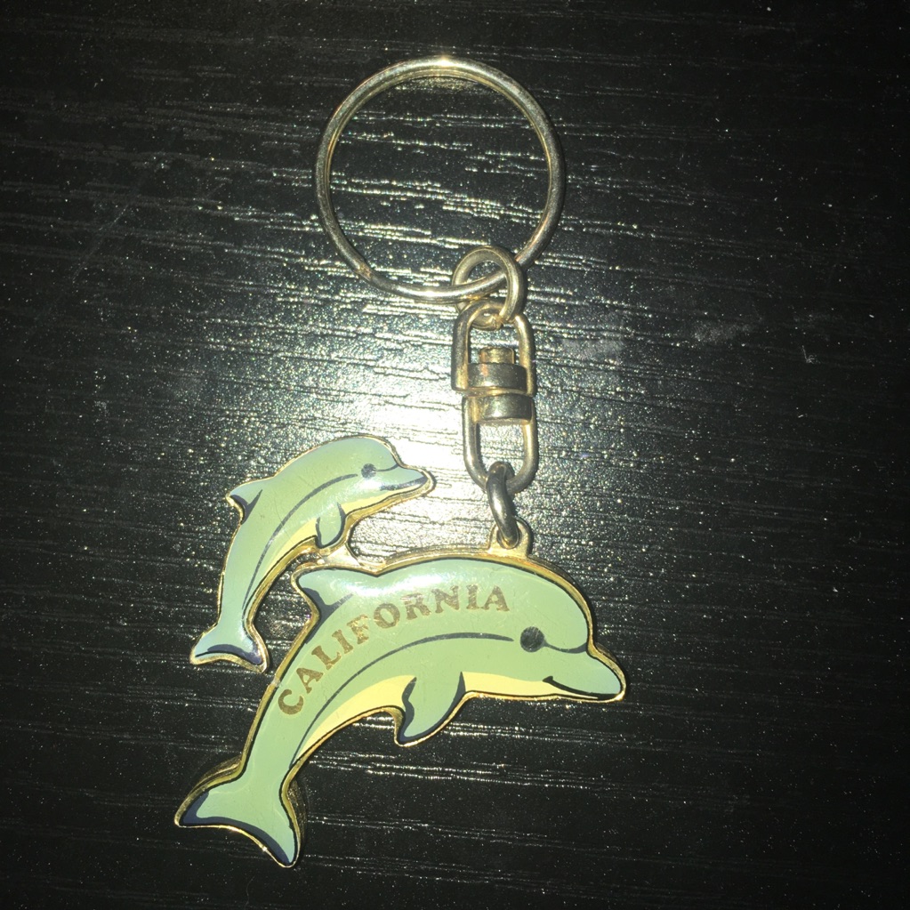 California Dolphin Mom & Baby Keychain Gold Cute